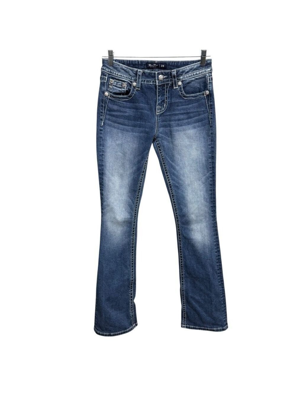 Miss Me Chloe Boot Jeans‎ Size 28 Embellished Pocket Stretch Denim